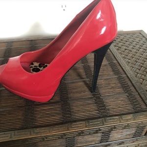 Red open toed heels